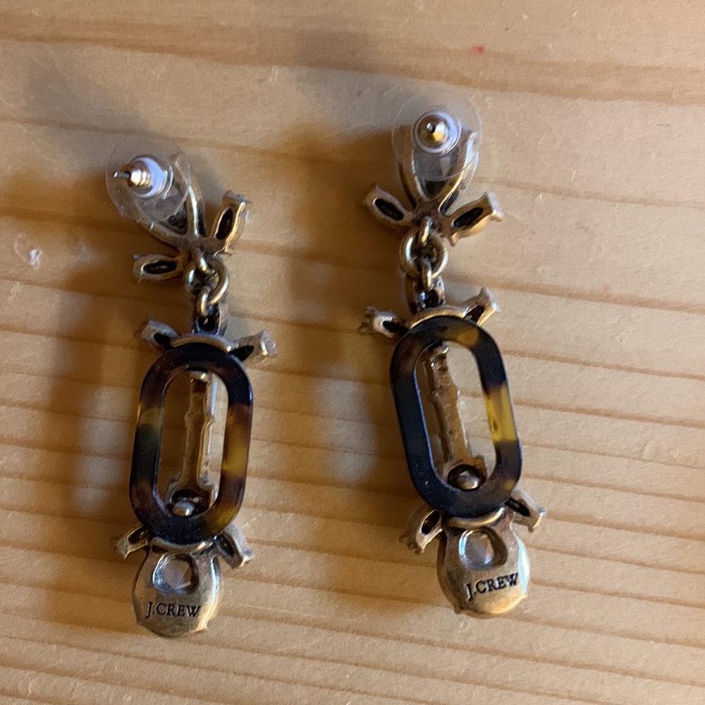 J Crew Tortoise & Crystal Earrings - Picture 3 of 3